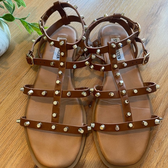 Steven Madden Women's Sunnie Square Toe Studded Gladiator Sandals Boho Size 7.5 - Picture 1 of 5